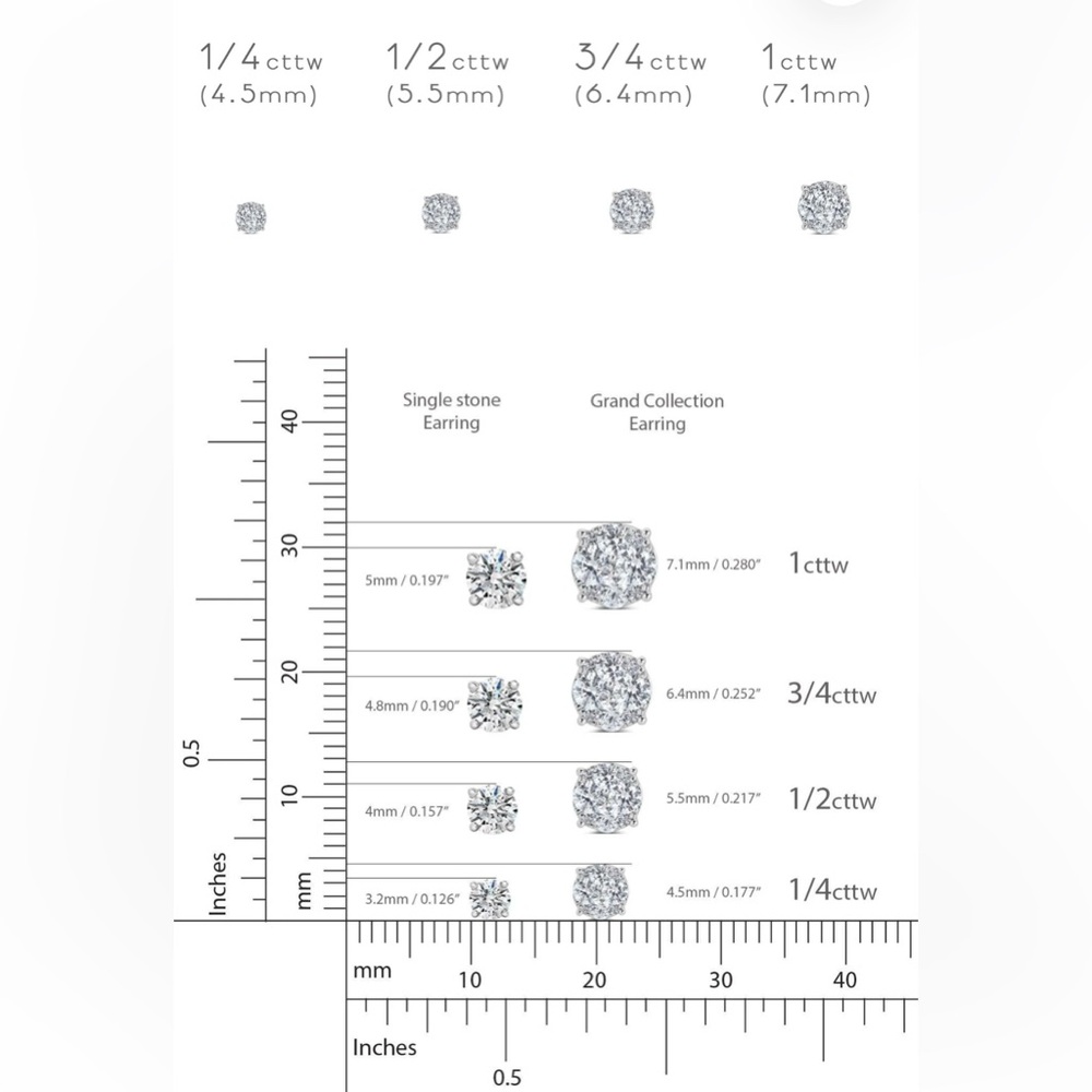 New in Box - 1/4 Cttw Diamond Round Grand Cluster Stud Earrings - Picture 6 of 7